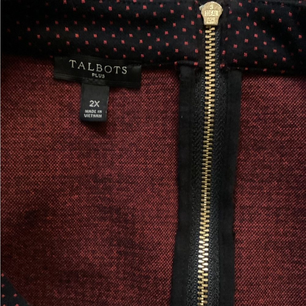 Plus Size Talbots Plum Textured 3/4-Sleeve Top Black with Red Polka Dots 2X - Picture 8 of 8